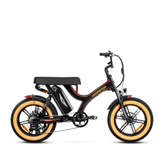 cruiser ebike herotan m-65x with banana seat in yellow