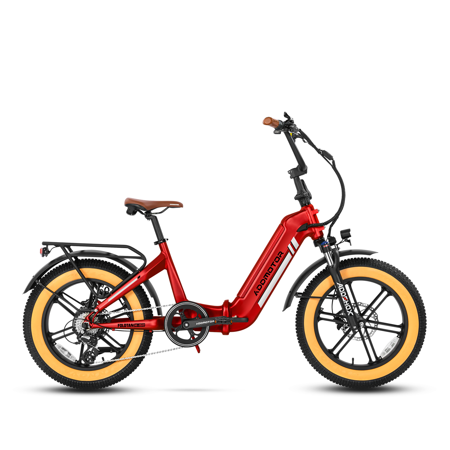 Addmotor Folding Electric Bike with Fat Tire Foldtan M-160 Built-In Battery Folding Ebikes, Red