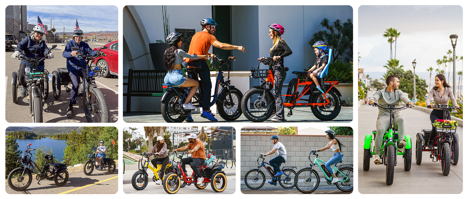 riding electric bikes and electric trikes happily
