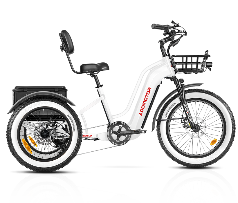 Triketan M-330F folding etrike on display in white color