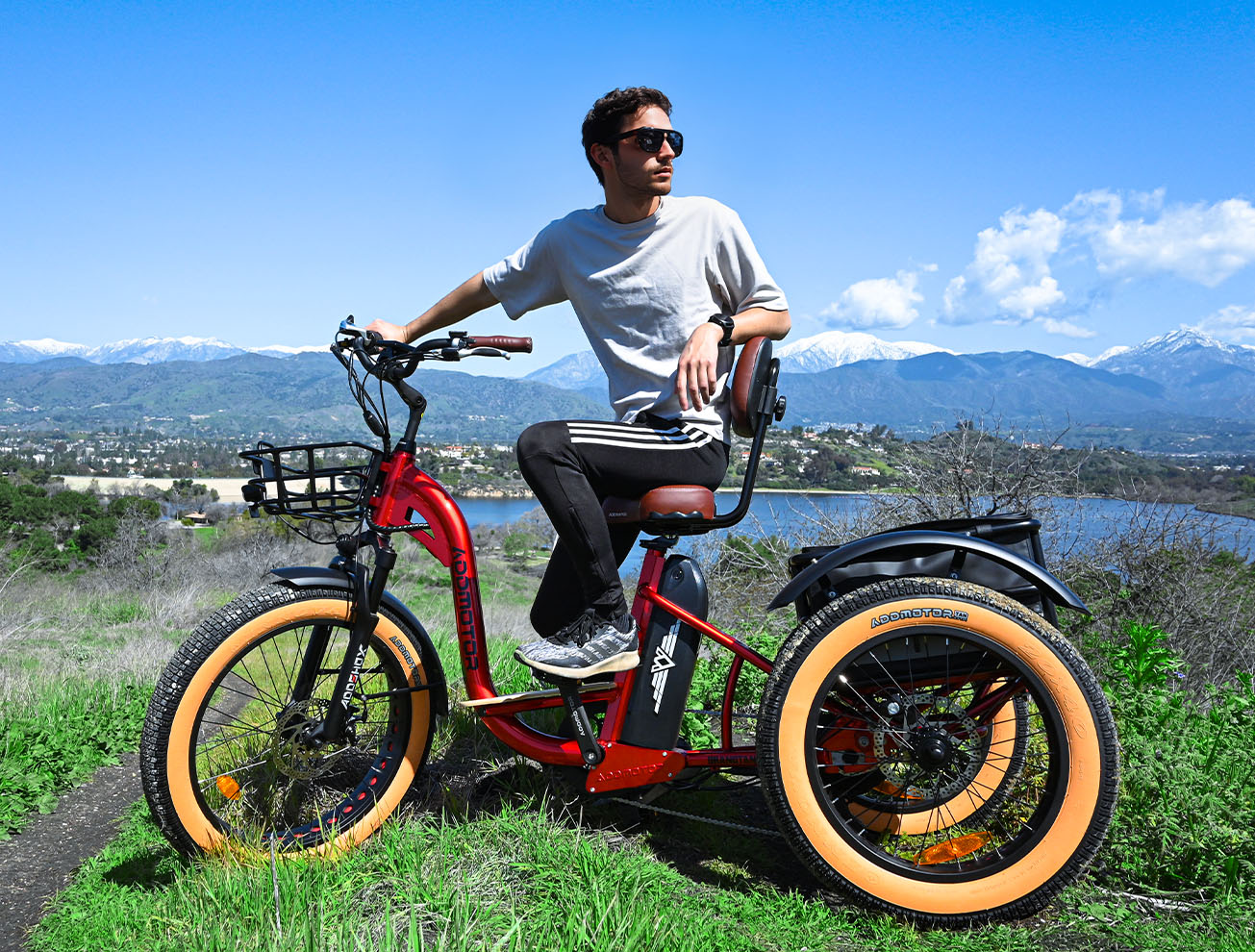 Enjoying mountain views on an e-trike.