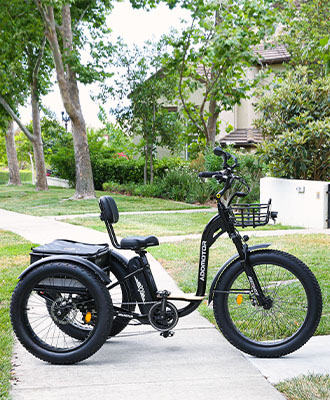 Riding a fat tire electric trike to the park