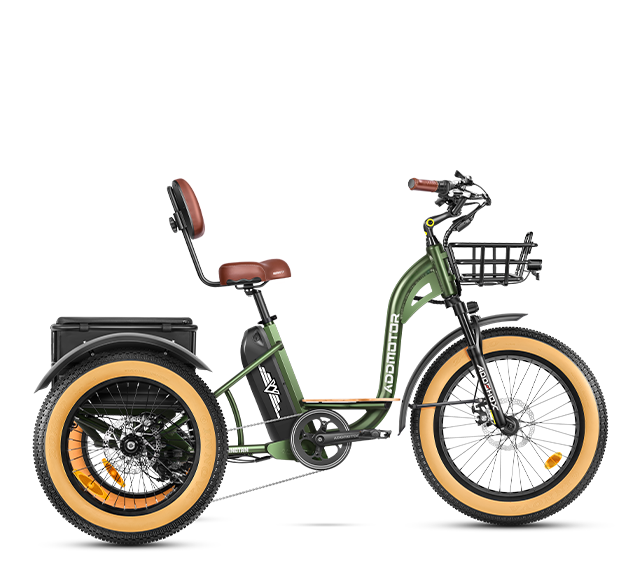 Grandtan Fat Tire E-Trike in Army Green