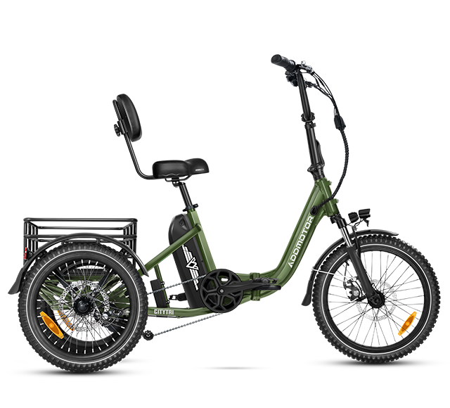 Citytri E-310 Plus Folding Electric Trike in Army Green