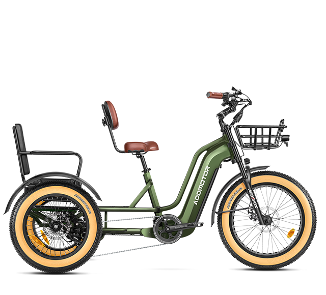 Greattan Dual-battery Electric Trike in Army Green