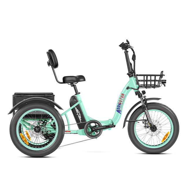 Triketan M-330F Folding Electric Trike in Cyan