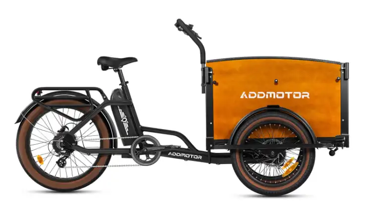 750 watt rear mounted electric trike with cargo box in black