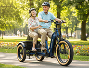 Elderly riders enjoying gentle entry and adjustable seating on the best electric trike for seniors with three wheel stability.