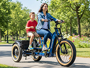 A family tricycle making outdoor rides inclusive for teens or family members who want to participate and pedal at their own level.